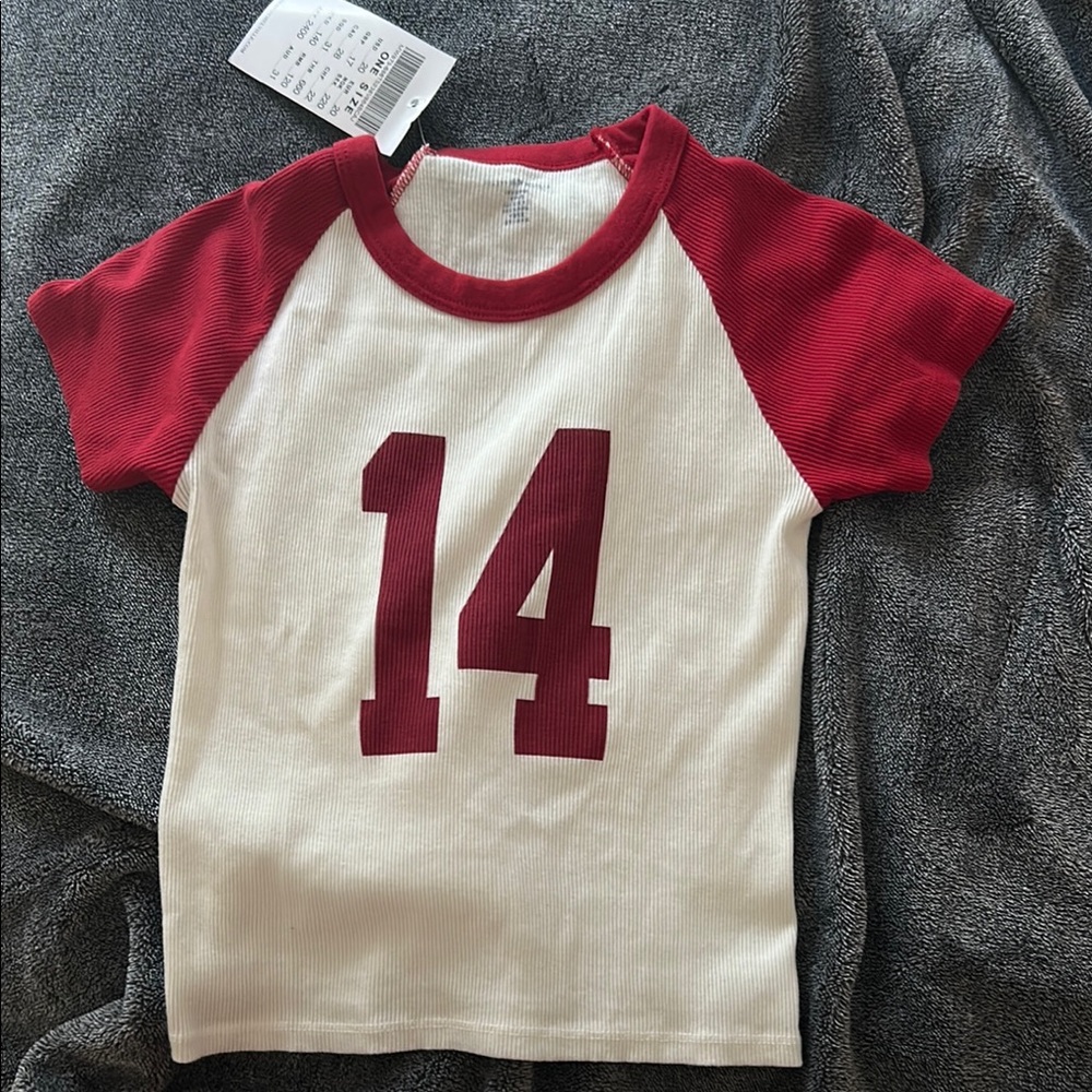 Brandy Melville Red and White Short Sleeve Tee!! Never worn and comes with tag